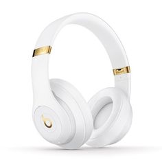 the beats on ear headphones are white and gold