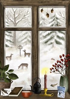 an image of a winter scene out the window