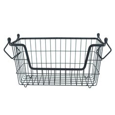 a metal wire basket with two handles