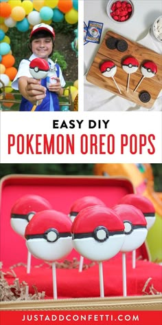 pokemon oreo pops with the words easy diy