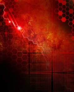 an abstract red and black background with hexagonal shapes