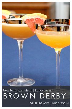 two martinis with grapefruit, honey syrup and brown derby on the side