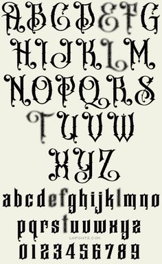 an old fashioned font with some type of writing on it's sides and the upper letters