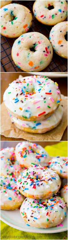 there are many different types of sprinkles on the doughnuts and donuts