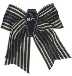 Til Death Bow Strange And Unusual, Cute Goth, Stripe Fabric, Black Ribbon, Striped Fabrics, Black Stripes, Alligator, Hair Bows, Hair Accessories