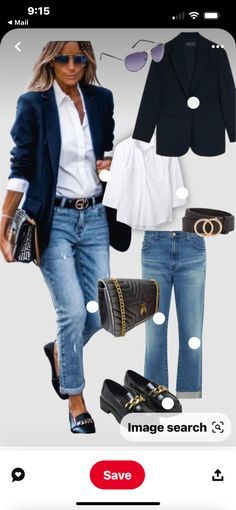 Penny Loafer Outfits Women Fall, Business Casual Blue Jeans, Early Fall Jeans Outfits, Blazer And Tee Shirt Outfit Women, Outfits With Denim Vests For Women, Edgy Fashion For Over 50, Fall Blazer Outfits 2024, J Crew Lady Jacket Outfit, Fall Styles For Women Over 40