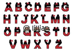 the alphabet is made up of red and black letters