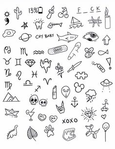 an image of various tattoos drawn on paper