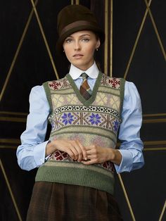 Fair Isle Pullover, Tweed Run, Sweater Vest Outfit, Fair Isles, Vest Outfit, Knit Vest Pattern, Sweater Vest Women