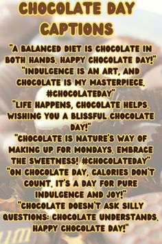 chocolate day caption with text