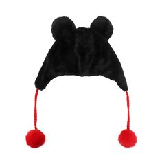 Wrap yourself in Disney magic with this black Mickey Mouse plush laplander. Designed to capture Mickey’s iconic look, this cozy laplander features 3D Mickey Mouse ears and is made from soft polyester faux fur. The adjustable red cords with poms ensure a snug fit, while the plush material keeps you warm. To maintain its charm and quality, hand wash IT in cold water and lay IT flat to dry. 3d Mickey Mouse, Black Mickey Mouse, Blue Beret, Mickey Mouse Plush, Mickey Mouse Outfit, Mouse Plush, Disney Charms, Mickey Mouse Ears, Winter Hats Beanie