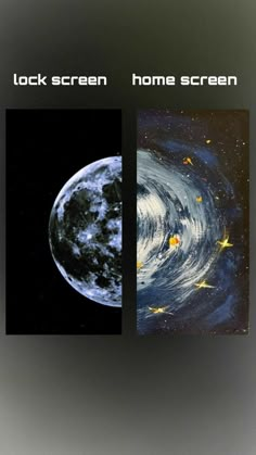 two pictures of the same planet in different colors and sizes, one with yellow stars on it