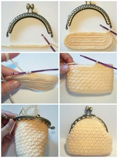 the instructions to make a crocheted purse for someone who is knitting and knitting