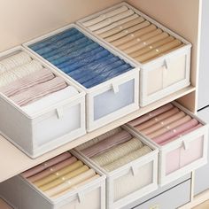 the drawers are filled with folded and untied sheets