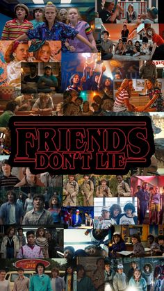 the poster for friends don't lie is shown in many different colors and sizes