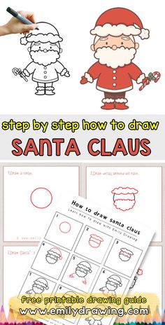 santa claus worksheet for kids to help them learn how to draw and color