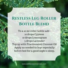 Restless Leg Syndrome Essential Oils, Leg Roller, Diy Lush, Oil Shelf, Roller Bottle Recipes, Restless Leg, Cypress Essential Oil, Ball Recipes