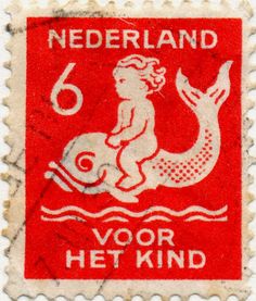 a stamp with a mermaid on it that says nederland voor het kind