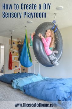 Ninja Course Playroom, Sensory Room At Home, Indoor Playroom Diy, Sensory Rooms At Home, Sensory Playroom At Home, Gross Motor Playroom, Kids Sensory Room, Sensory Room Ideas At Home, Home Sensory Room