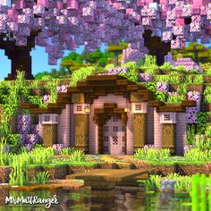 Minecraft Cherry Blossom, Cute Interior, Blossom House, Casa Hobbit, Minecraft House Plans, Minecraft Farm, Minecraft Cottage, Easy Minecraft Houses, Minecraft House Tutorials