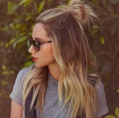 half pony hairstyles Bun with half ponytail Trendy We Fryzurach, Fishtail Braid, Back To School Hairstyles, Good Hair Day, Hair Day