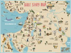 an illustrated map of the bible story map