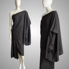 "ISSEY MIYAKE 2 piece circa 1980s Rare textured deep brown silk single gloved sleeve asymmetric two piece. Asymmetric skirt and open shoulder top. SIZE: Medium Top: 33\" x 27\" Skirt Waist (elasticated): 26\" up to 32\" Hips: 38\" Length: front: 26\" back: 37\" CONDITION: Excellent condition. Ready to wear. SHOP POLICIES  Please carefully read the measurements and look closely at the pictures before making a decision. We are precise with our measurements and descriptions and want to make sure th Vintage Issey Miyake, 60s Cocktail Dress, Yoji Yamamoto, Madame Gres, Open Shoulder Top, Fishnet Dress, Asymmetric Skirt, Floral Slip Dress, 80s Dress