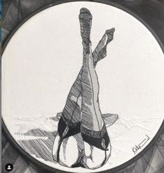 a drawing of a person with their feet up in the air on a piece of cloth