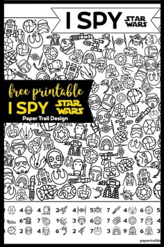 the star wars coloring book is shown with text that reads, free printable i spy