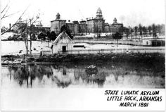 an old black and white photo of a little rock arkans in march, 1897