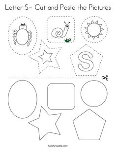 the letter s cut and paste the pictures worksheet for children to practice their handwriting