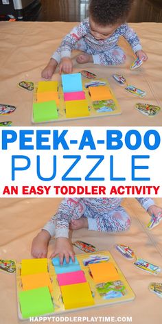 two children are playing with puzzles on the table, and one child is sitting in front of them