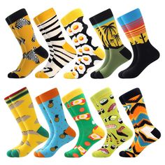 PRICES MAY VARY. 🌻【STAND OUT from the Crowd】 Why there are only black or white socks for men? Why single color and dull patterns all the time for Men’s socks? Here we go, Bisousox AMAZING Men’s Socks with Unique & Striking Design and Color, ⭐⭐⭐ making you stand out from the crowd!!! You will get tons of compliments after wearing our socks!⭐⭐⭐ And you won’t wear repeated socks in a week if you buy more pairs. 🌈【COZY & FIT】 One size fits all MEN in size: US 8-12 / EU 39-46. 80% Cotton,15% Nylon, Leg Socks, Cheap Fun Men's Socks, Casual Multicolor Graphic Print Socks, Silly Socks For Men, Casual Multicolor Cartoon Print Socks, Mens Funny Socks, Groomsmen Socks, Halloween Socks, Socks Men