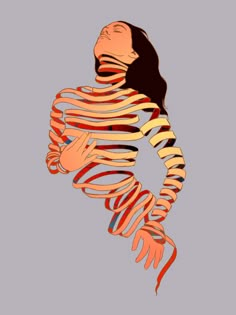 a drawing of a woman's body made out of strips