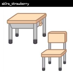 a table and two chairs are shown with the same color as each chair in this drawing