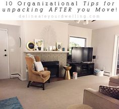 a living room filled with furniture and a flat screen tv on top of a fireplace