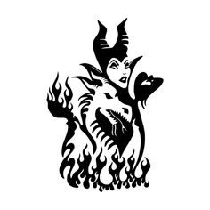 a black and white drawing of a demon