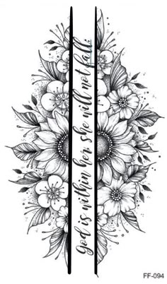 a black and white drawing of flowers with the words i love you in cursive writing