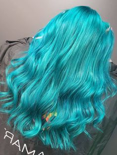 Atomic Turquoise Hair, Turquoise Curly Hair, Brown And Turquoise Hair, Atomic Turquoise Manic Panic, Alternative Mermaid, Blue Teal Hair, Short Wavy Wig