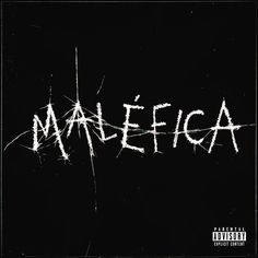 the word malfega written in white paint on a black background with some scratches