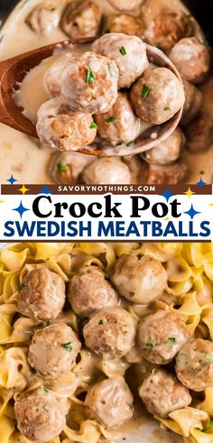 the crock pot swedish meatballs are ready to be eaten