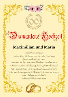 a certificate with two gold wedding rings on it and the number 50 written in german