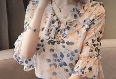 Simple Style Outfits, Mode Abaya, Chic Shirts, Floral Print Blouses