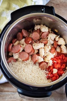 the food is being cooked in the slow cooker