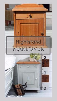 an old dresser is turned into a night stand makeover