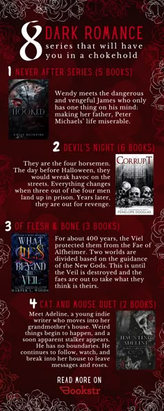 an info sheet for the dark romance series