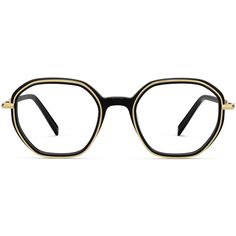 Bowley in Jet Black with Polished Gold Warby Parker Glasses, Warby Parker, Cellulose Acetate, Health Check, Eye Health, Stainless Steel Frame, Jet Black, Prescription Lenses, Metal Working