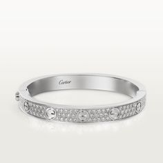 Cartier - LOVE bracelet - Bracelet Woman White gold - LOVE bracelet, 18K white gold (750/1000), set with 204 brilliant-cut diamonds totaling 1.99 carats. Width: 6.7 mm. Thickness: 3 mm (for size 17). Please note that the carat weight, number of stones and product dimensions will vary based on the size of the creation you order. For detailed information please contact us. Silver Cartier Bracelet, Cartier Love Bracelet Diamond, Bracelet White Gold, Pave Bracelet, Bracelet Love, Bracelets Gold Diamond, Love Bracelet, Cartier Love, Bracelet Collection