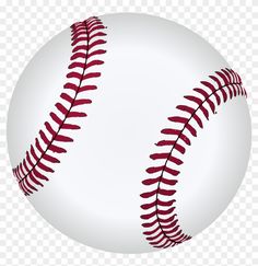 a baseball ball with red stitching on the side and white background, hd png