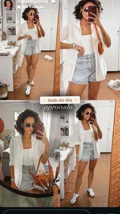 Camisa E Short, Look Camisa Branca E Short Jeans, Look Short E Tenis, Jean Short Outfits Summer Casual, Summer Outfits 2024 Short Women, Look Shorts Jeans, Look Com Shorts Jeans, Look Short Jeans Dia, Short Jeans Outfit Summer